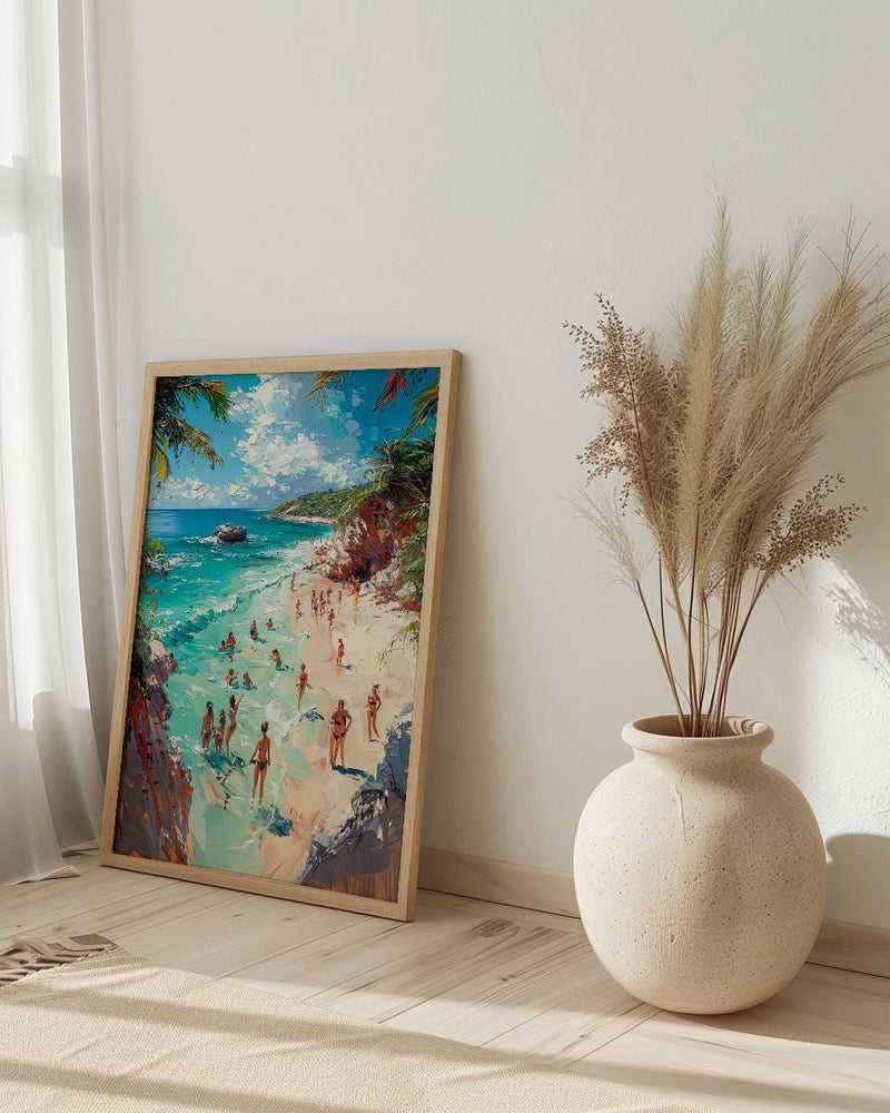 Bahamas Swimming Pig Wall Art, Tropical Exuma Island Decor - Crystal Clear Ocean Summer Fun