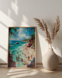 Bahamas Swimming Pig Wall Art, Tropical Exuma Island Decor - Crystal Clear Ocean Summer Fun