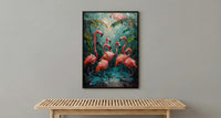 Key West Flamingo Art Print, Florida Tropical Coast Decor - Bright Pink Bird Lush Greenery