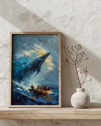 Baja California Whale Poster, Mexico Deep Blue Ocean Decor - Majestic Sea Animal Boat View