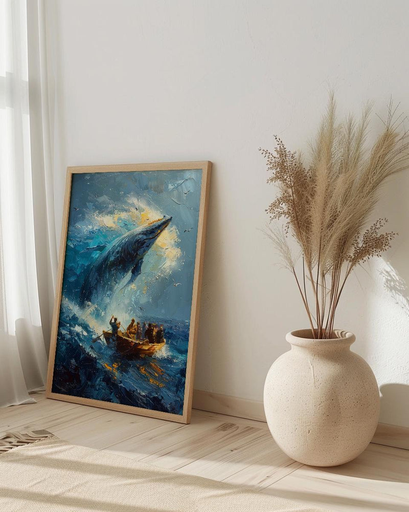 Baja California Whale Poster, Mexico Deep Blue Ocean Decor - Majestic Sea Animal Boat View