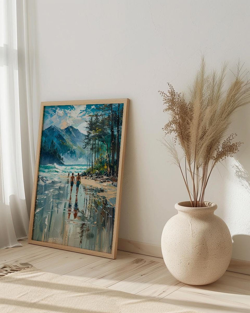 Tofino Surf Beach Wall Art, Canada Pacific Coast Decor - Misty Green Pine Ocean Wave
