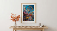 Coney Island Amusement Wall Art, Vintage New York Decor - Wooden Rollercoaster Summer Day