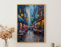 New York Chelsea Market Wall Art, Rustic Brick Food Decor - Vintage Light Summer Crowd