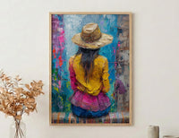 Quechua Weaver Art Print, Traditional Peru Textile Decor - Vibrant Geometric Woven Loom Scene