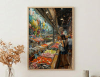 Toronto St Lawrence Market Poster, Canadian Food Travel Decor - Fresh Produce Summer Scene