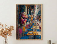New Orleans Market Poster, Louisiana Travel Historic Home Decor - Colorful Souvenir Summer Street View