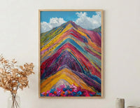 Rainbow Mountain Peru Wall Art, Colorful Nature Decor - Striking Mineral Stripe Summer Sky