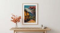 Colombia Coffee Bean Poster, South America Farm Decor - Vibrant Red Brown Summer Sun