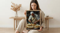 Making Fresh Tortilla Art Print, Mexican Food Decor - Rustic Griddle Warm Summer Evening