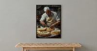 Making Fresh Tortilla Art Print, Mexican Food Decor - Rustic Griddle Warm Summer Evening