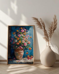 Terracotta Clay Pot Poster, Tropical Flower Room Decor - Handmade Garden Market Summer Sun