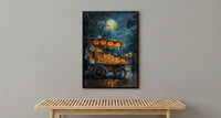 Golden Empanada Street Art Print, Latin Food Decor - Warm Evening Lantern Summer Cart