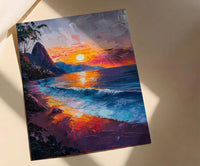 Rio Sugarloaf Mountain Poster, Brazil City Nature Decor - Vibrant Orange Sunset Sky