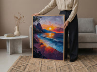 Rio Sugarloaf Mountain Poster, Brazil City Nature Decor - Vibrant Orange Sunset Sky
