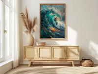 Puerto Escondido Wave Art Print, Mexico Ocean Surf Decor - Turquoise Blue Barrel Summer