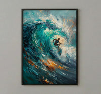 Puerto Escondido Wave Art Print, Mexico Ocean Surf Decor - Turquoise Blue Barrel Summer
