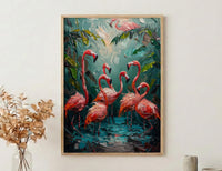 Key West Flamingo Art Print, Florida Tropical Coast Decor - Bright Pink Bird Lush Greenery