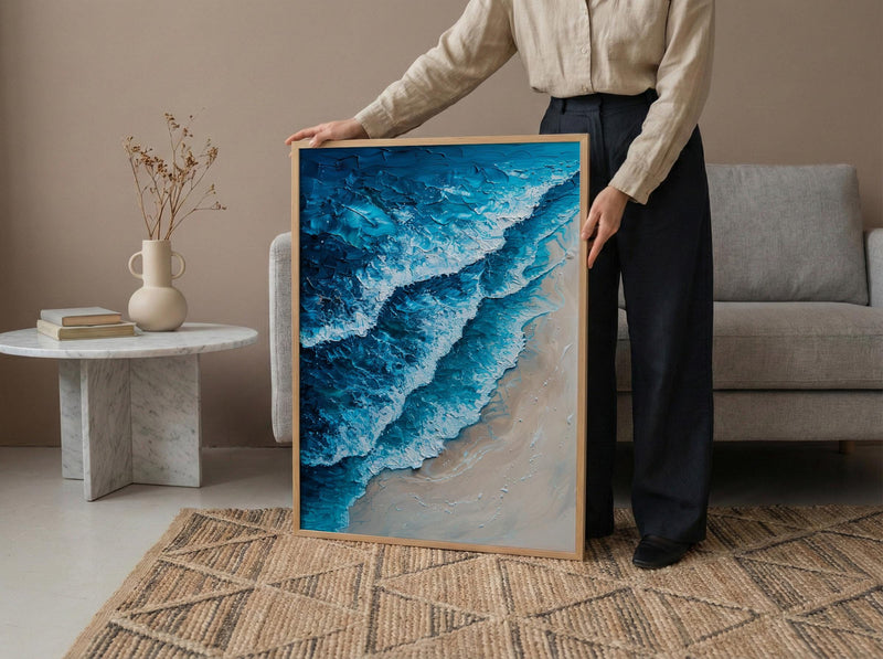 Whitsunday Island Sand Ocean Poster, Australia Travel Home Decor - Vibrant Blue Beach Summer Scenery