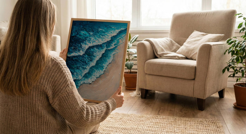 Whitsunday Island Sand Ocean Poster, Australia Travel Home Decor - Vibrant Blue Beach Summer Scenery