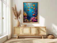 Cook Islands Lagoon Ocean Poster, Turquoise Water Home Decor - Colorful Fish Coast Summer Artwork
