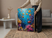 Cook Islands Lagoon Ocean Poster, Turquoise Water Home Decor - Colorful Fish Coast Summer Artwork