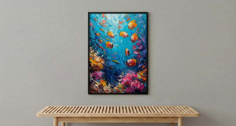 Cook Islands Lagoon Ocean Poster, Turquoise Water Home Decor - Colorful Fish Coast Summer Artwork