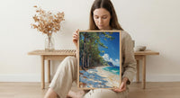 New Caledonia Pine Art Print, White Beach Home Decor - Tropical Bright Ocean Summer Morning