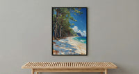 New Caledonia Pine Art Print, White Beach Home Decor - Tropical Bright Ocean Summer Morning