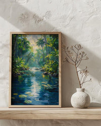 Vanuatu Blue Hole Wall Art, Lush Jungle Home Decor - Vibrant Tropical Forest Summer Retreat
