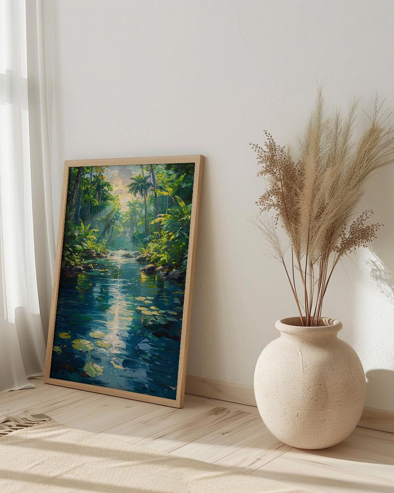 Vanuatu Blue Hole Wall Art, Lush Jungle Home Decor - Vibrant Tropical Forest Summer Retreat