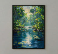 Vanuatu Blue Hole Wall Art, Lush Jungle Home Decor - Vibrant Tropical Forest Summer Retreat