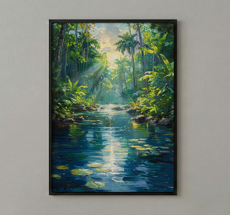 Vanuatu Blue Hole Wall Art, Lush Jungle Home Decor - Vibrant Tropical Forest Summer Retreat