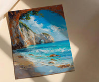 Cathedral Cove Arch Art Print, New Zealand Home Decor - Sunny Coast Beach Summer Holiday
