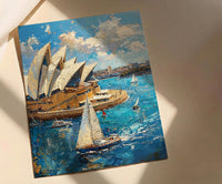 Sydney Opera House Wall Art, Australia Travel Home Decor - Bright Blue City Summer Vibe