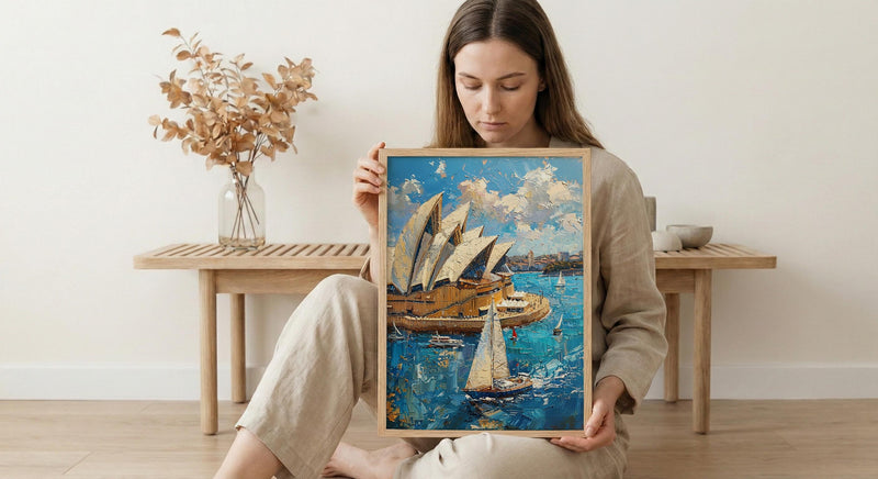 Sydney Opera House Wall Art, Australia Travel Home Decor - Bright Blue City Summer Vibe