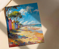 Brighton Beach Box Art Print, Melbourne Summer Home Decor - Colorful Sandy Coast Summer Setting