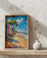 Brighton Beach Box Art Print, Melbourne Summer Home Decor - Colorful Sandy Coast Summer Setting