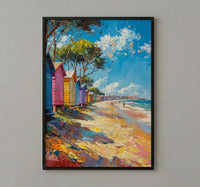 Brighton Beach Box Art Print, Melbourne Summer Home Decor - Colorful Sandy Coast Summer Setting