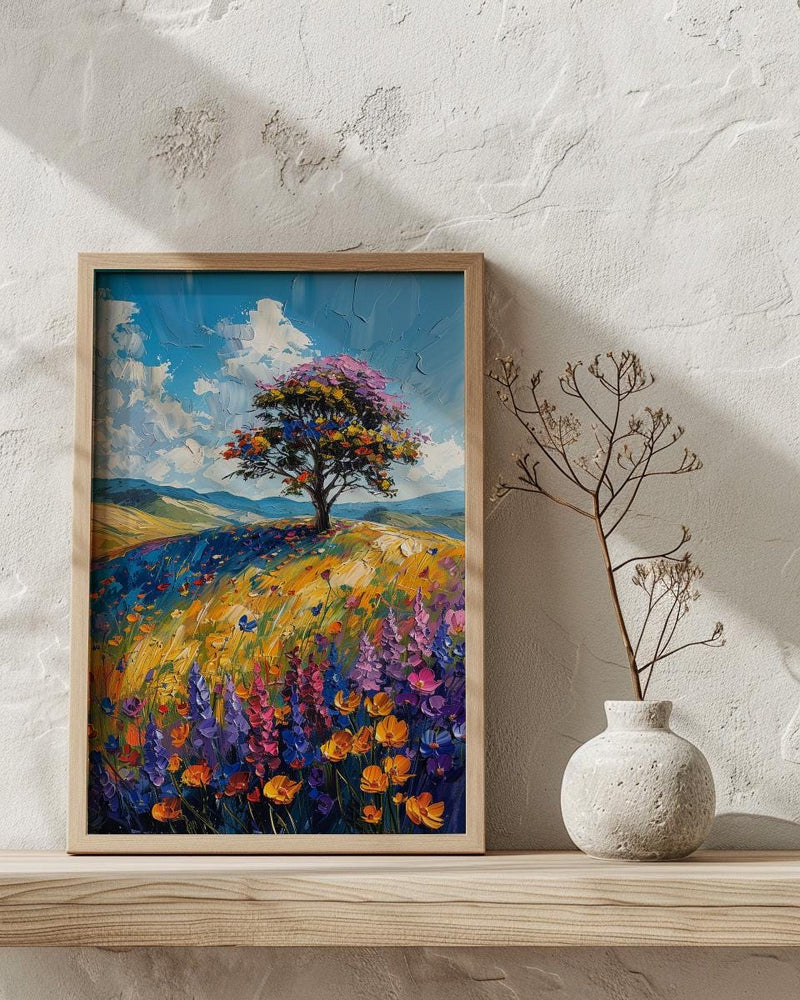 Hobbiton Rolling Hill Art Print, New Zealand Home Decor - Bright Blue Sky Summer Paradise