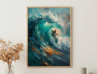 Puerto Escondido Wave Art Print, Mexico Ocean Surf Decor - Turquoise Blue Barrel Summer