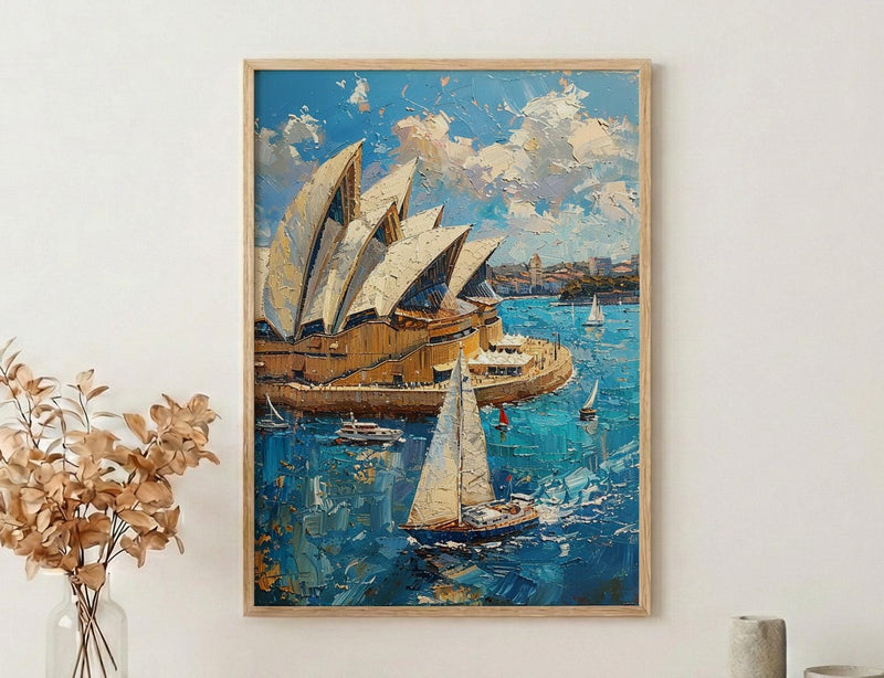 Sydney Opera House Wall Art, Australia Travel Home Decor - Bright Blue City Summer Vibe
