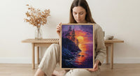 Perth Cottesloe Beach Wall Art, Pine Tree Home Decor - Orange Sunset Coast Summer Vibe