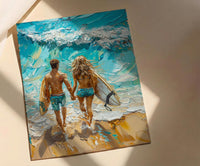 Byron Bay Surf Ocean Poster, Summer Travel Home Decor - Vibrant Australia Beach Summer Escape