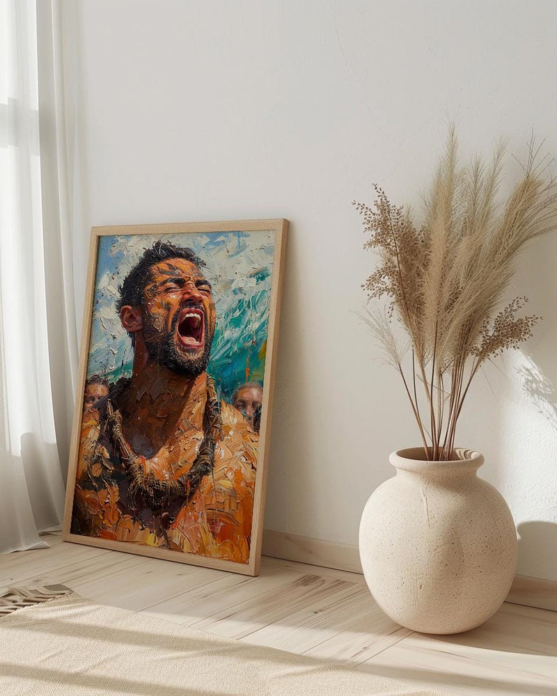 Maori Haka Dance Wall Art, New Zealand Home Decor - Traditional Warrior Event Summer Setting
