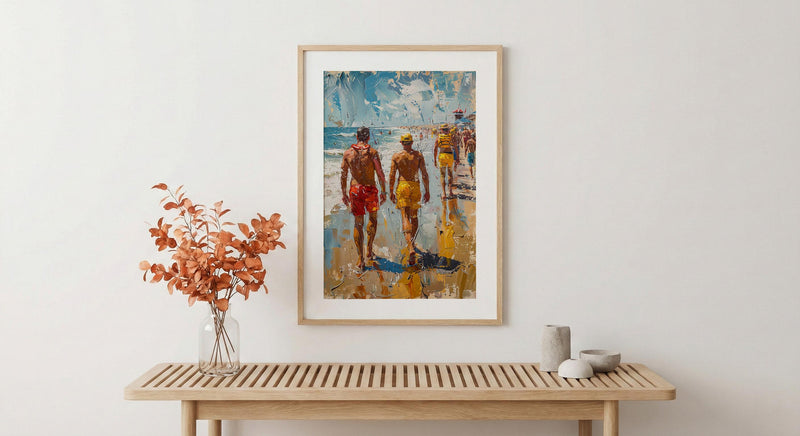 Gold Coast Beach Art Print, Australia Lifeguard Home Decor - Bright Sunny Coast Summer Landscape