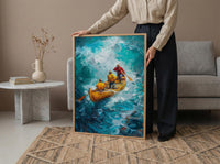 Hawaii Ocean Canoe Wall Art, Tropical Summer Home Decor - Turquoise Sea Coast Summer Scenery