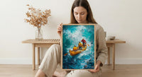 Hawaii Ocean Canoe Wall Art, Tropical Summer Home Decor - Turquoise Sea Coast Summer Scenery
