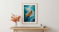 Hawaii Ocean Canoe Wall Art, Tropical Summer Home Decor - Turquoise Sea Coast Summer Scenery