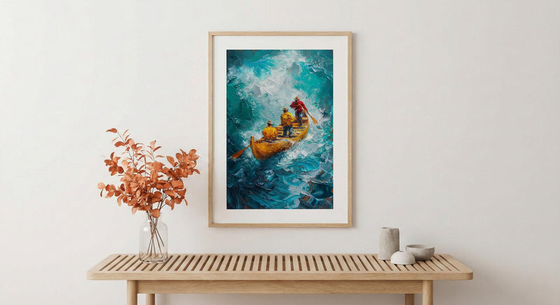 Hawaii Ocean Canoe Wall Art, Tropical Summer Home Decor - Turquoise Sea Coast Summer Scenery